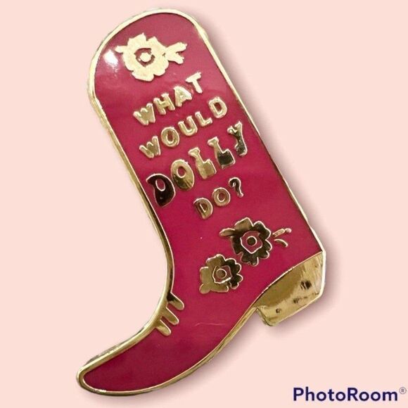 Pink Cowgirl Boot Dolly Parton Howdy Enamel Pin - Picture 3 of 5